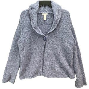 Tweeds Womens Chunky Knit Cardigan Sweater XL Periwinkle Shawl Collar Button